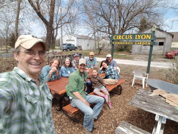 Circus Lyon gardeners pose after a spring work day