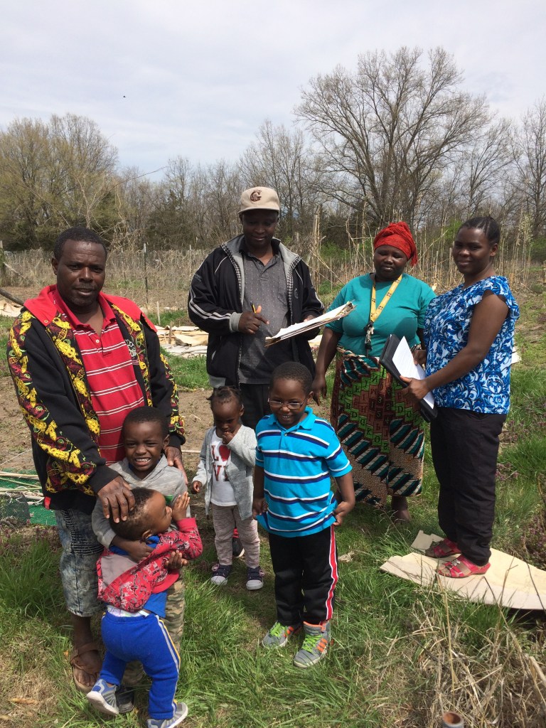 Gardeners in early spring at Broadway Christian Church garden