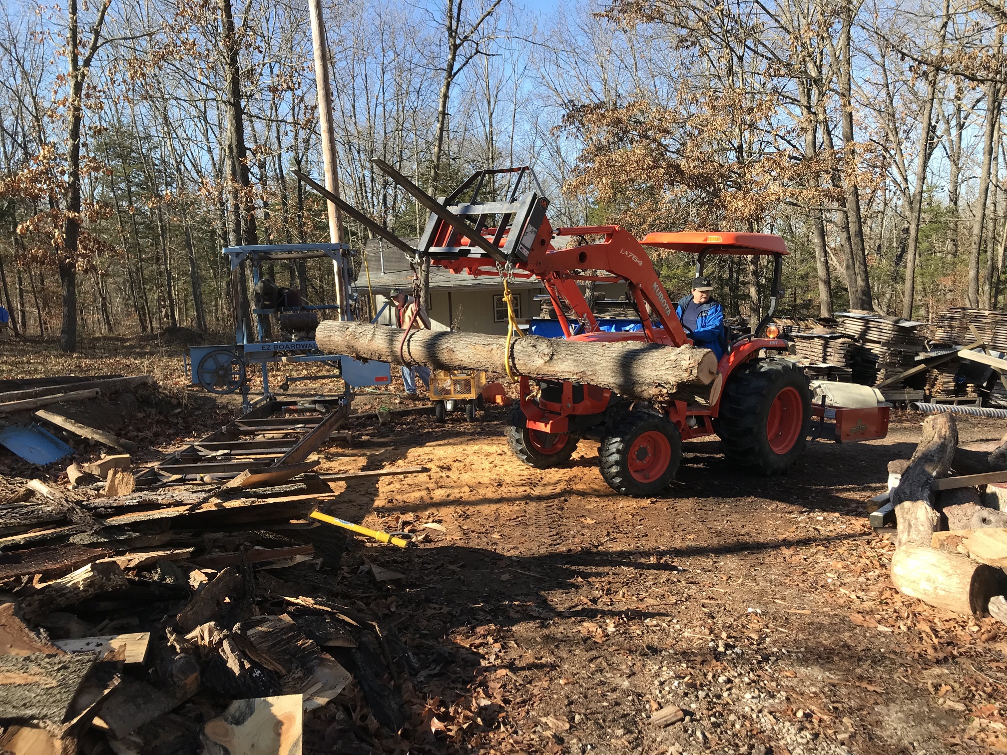 moving a log into place for milling